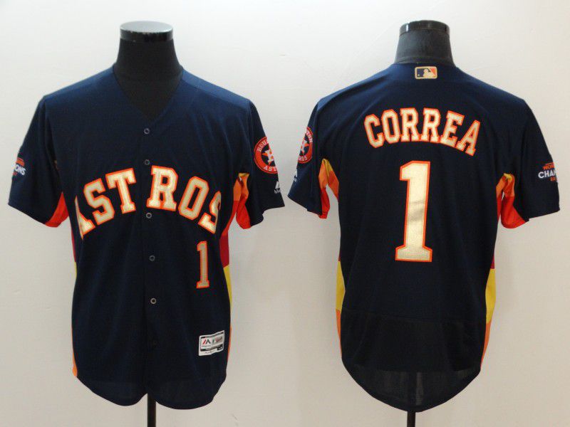 Men Houston Astros #1 Correa Blue Elite Champion Edition MLB Jerseys1